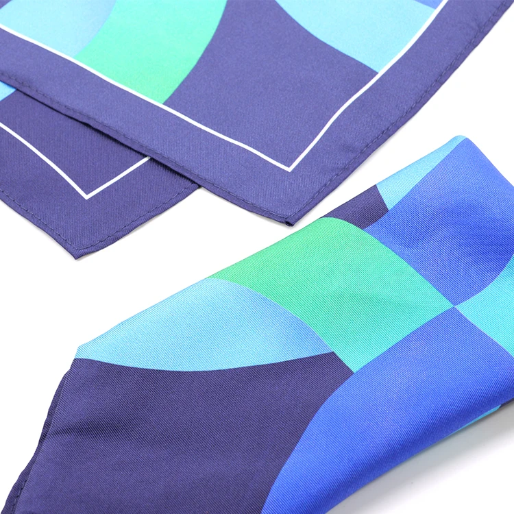 Custom Polyester Cotton Fabric Bandana 55*55cm Custom Logo Fans Kerchief Scarf Printed Blue Square Bandannas For Promotion