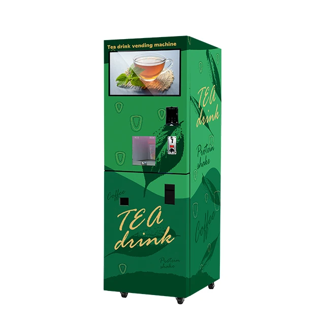 Tea Green Tea Leaf Vending Machine GS Fully Automatic Black SDK Carbon Steel Case with Tempered Glass Pump Water & Tap Water