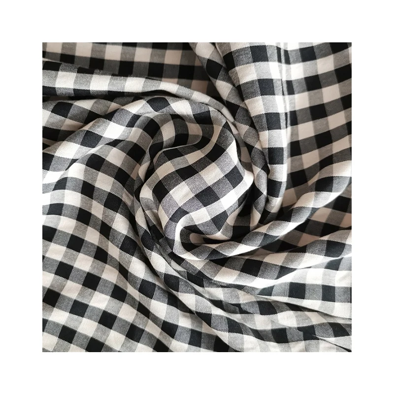 soft woven rayon/nylon small plaid yarn dye fabric for garment