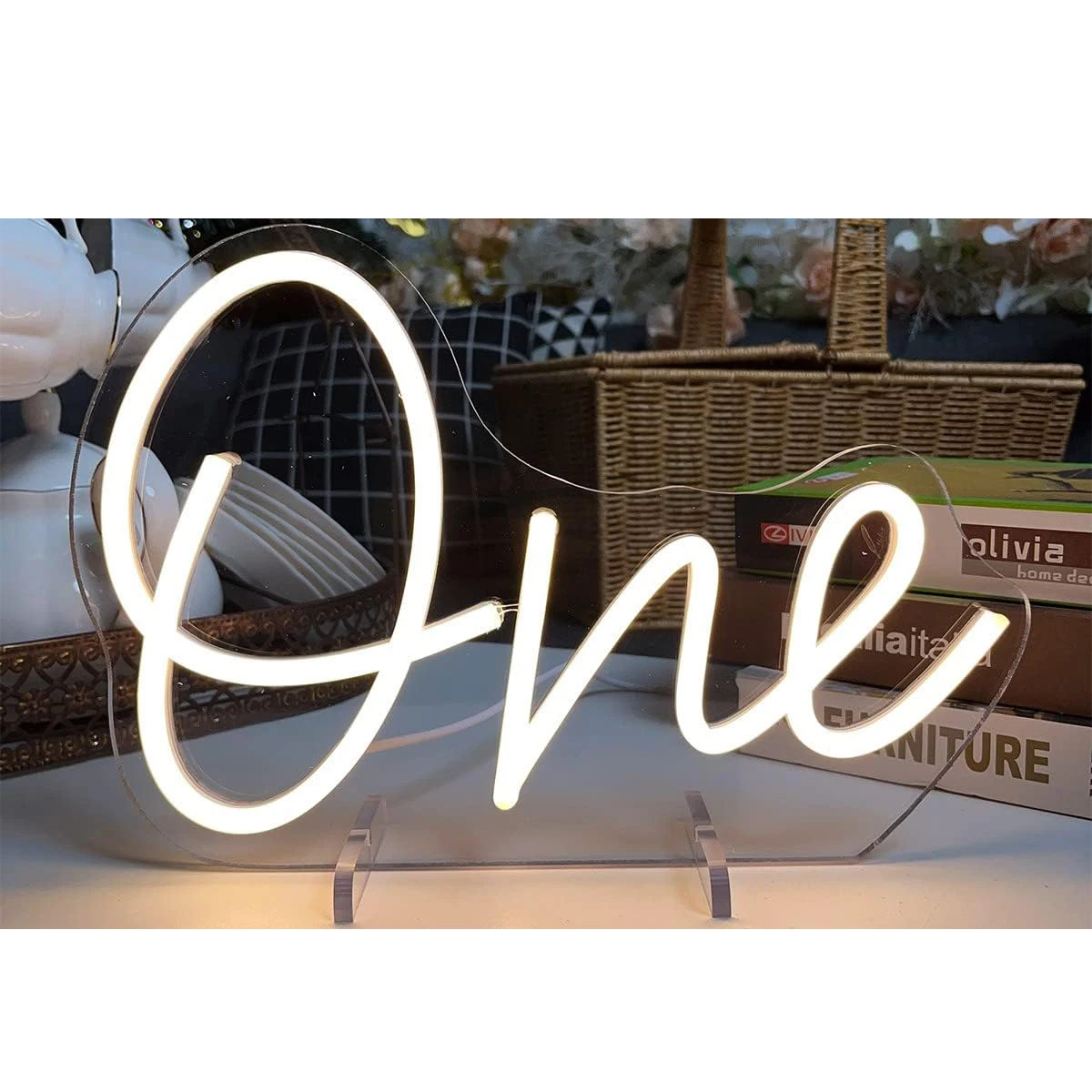 Weicao One Year Old Happy Birthday Gift Table Number Neon Sign Dimmable USB 5V Desk Lamp Night Light Wedding Letter LED Signs