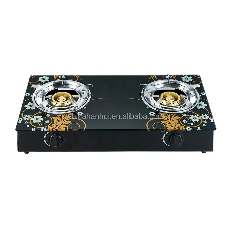 Gas stoves Glass Top Double Burner 0.6mm Tempered Glass Table Gas Stove With CE and SON