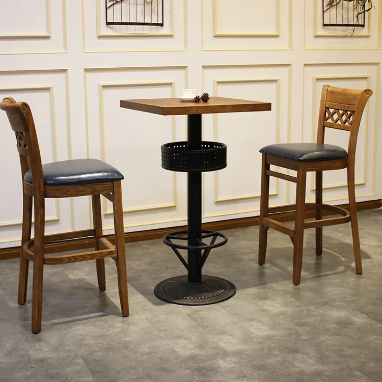 Bar room wooden bar chair and table set,best wood bar chair set for sale
