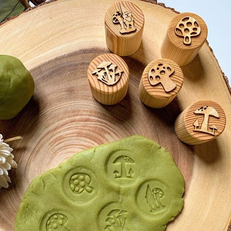 Cute animal paw column wooden pottery ceramic DIY craft portable clay stamps