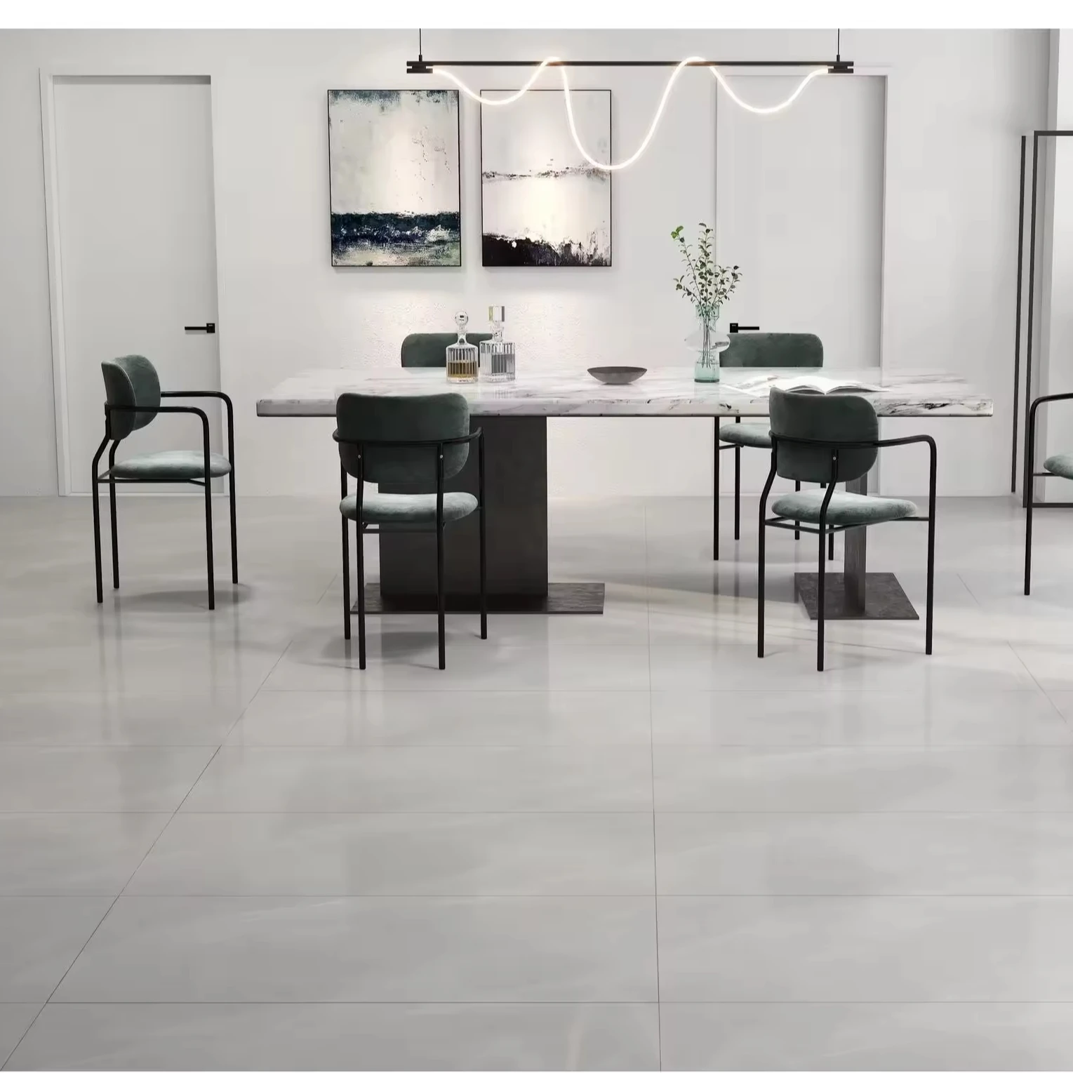 Плитка полированная керамическая фарфоровая глазурованная плитка напольная и настенная porcelanato светло-серый мраморный узор с 5 гранями