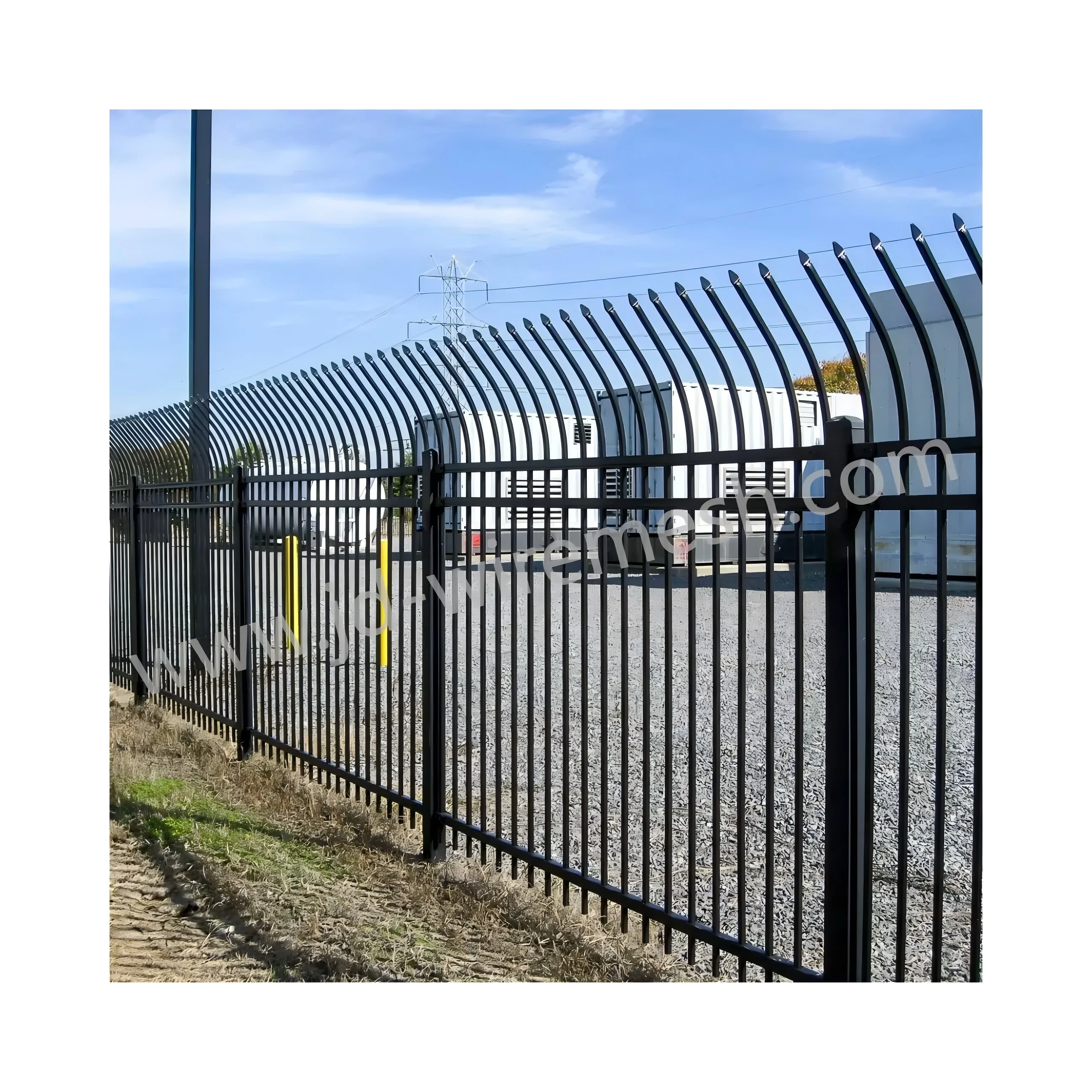 6FT&8FT 2-Rail Flat Top Black Decorative Metal wrought iron garden fence