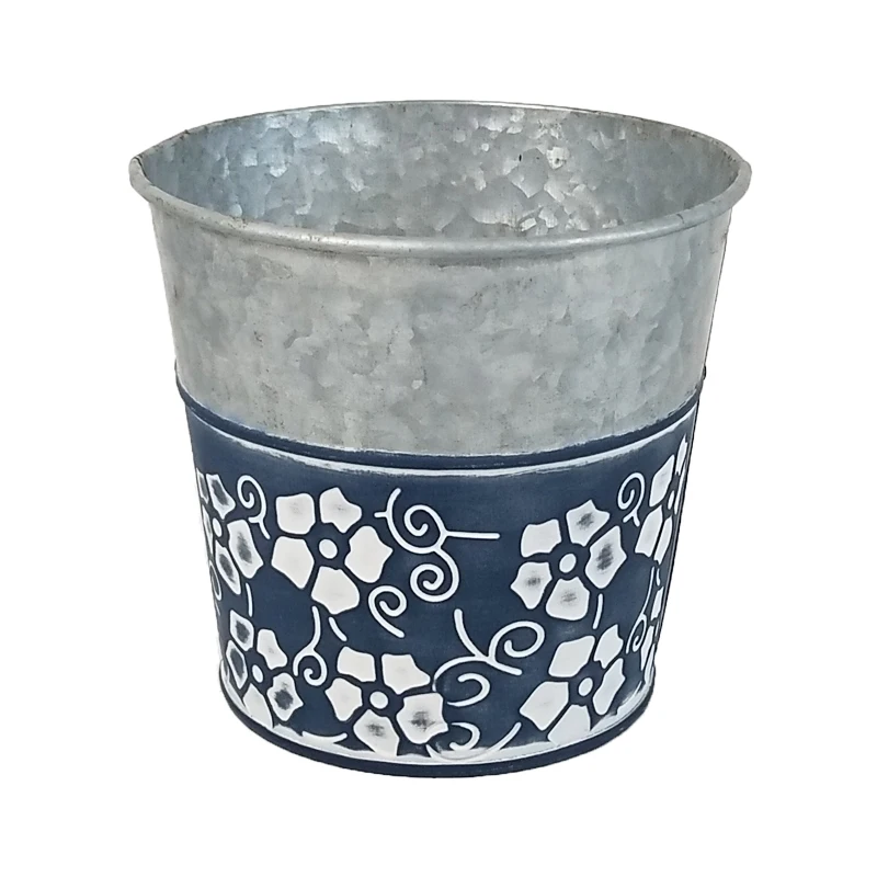 Home garden decor custom several sizes Chinese rustic style flower bucket pots galvanized succulent planter herb pot