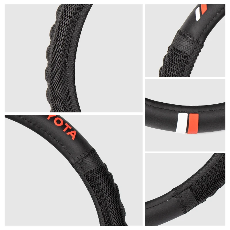 Microfiber Leather Sporty Steering Wheel Cover Black Sports Custom Logo OPP 15 Car Accessories Interior Sports Wheels for Truck