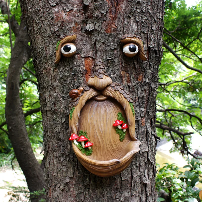 Tree faces mushroom snail bird feeders for outdoors hanging decorative garden landscaping & decking