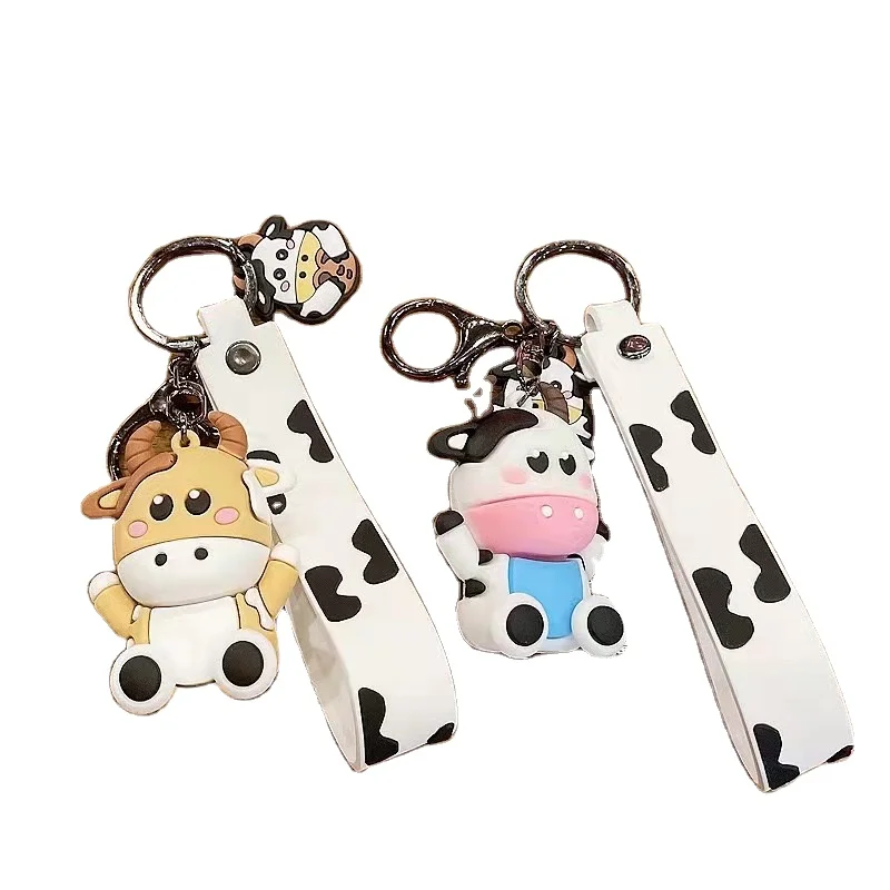 Manufacturer Direct Sales Soft Rubber PVC Keychain Cow Key Ring Ready Stock For Gift