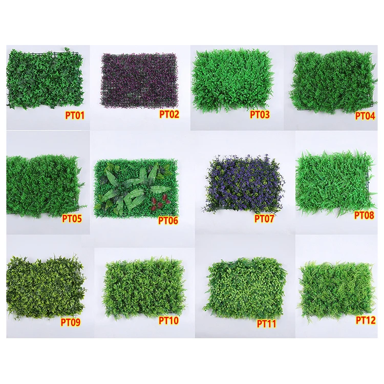 Factory Direct Sale ANTI-UV Panel Decor Outdoor Plants Decoration System Green Wall Grass Plastic Roll Plastic Leaves Pe,plastic