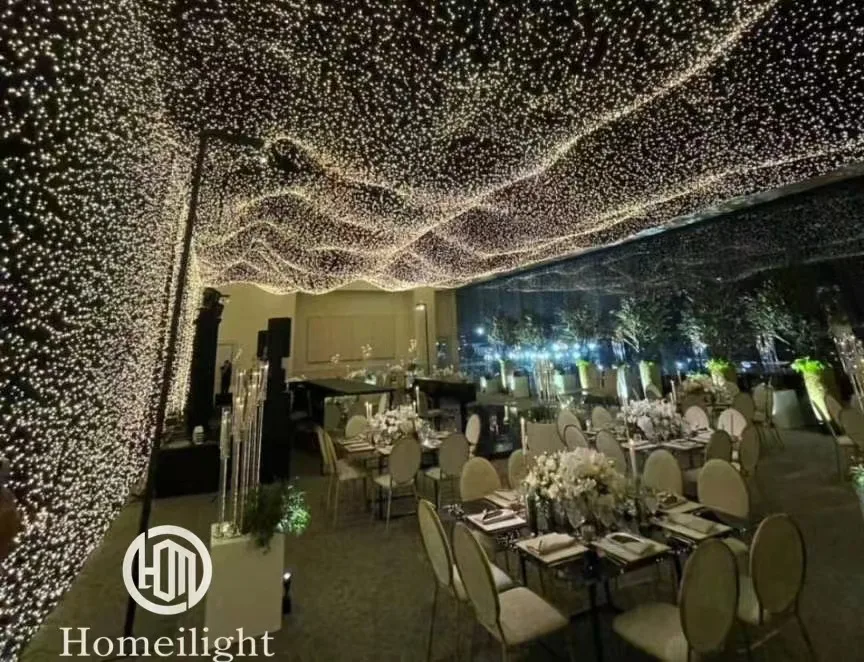 Hot sales  led star cloth golden yellow  drape stage light for party night club led star curtain  For wall  ceiling wedding