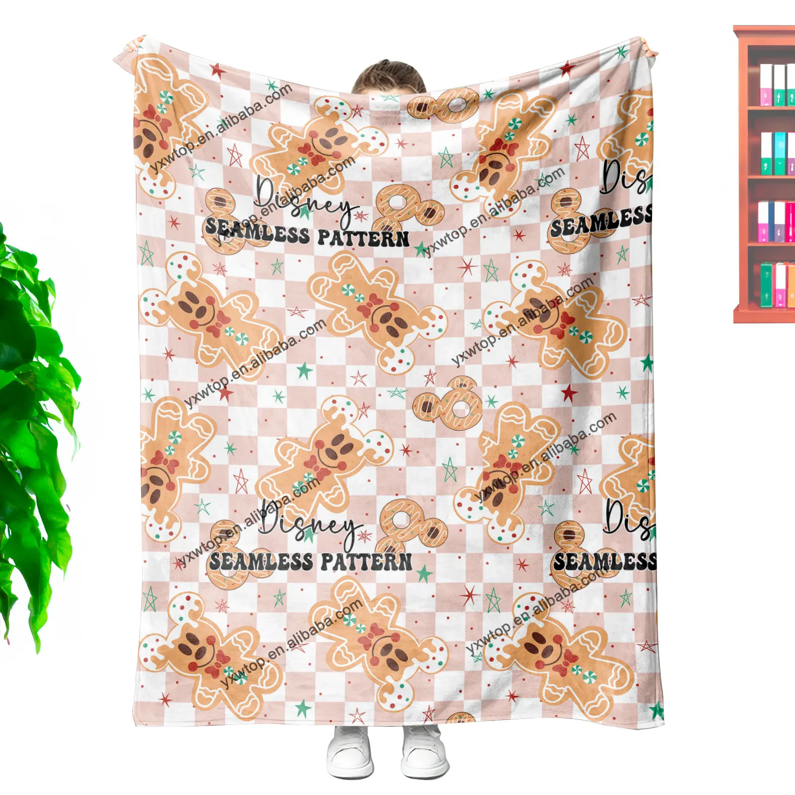 custom Magical Christmas Cookies Castle Cookie Mouse Park Snacks Seamless Pattern  plush coral fleece travel throw blankets