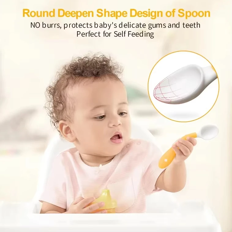 NCVI Non-Toxic Soft Feeding Fork Baby Silicone Baby and Toddler Feeding Spoon and Fork Set