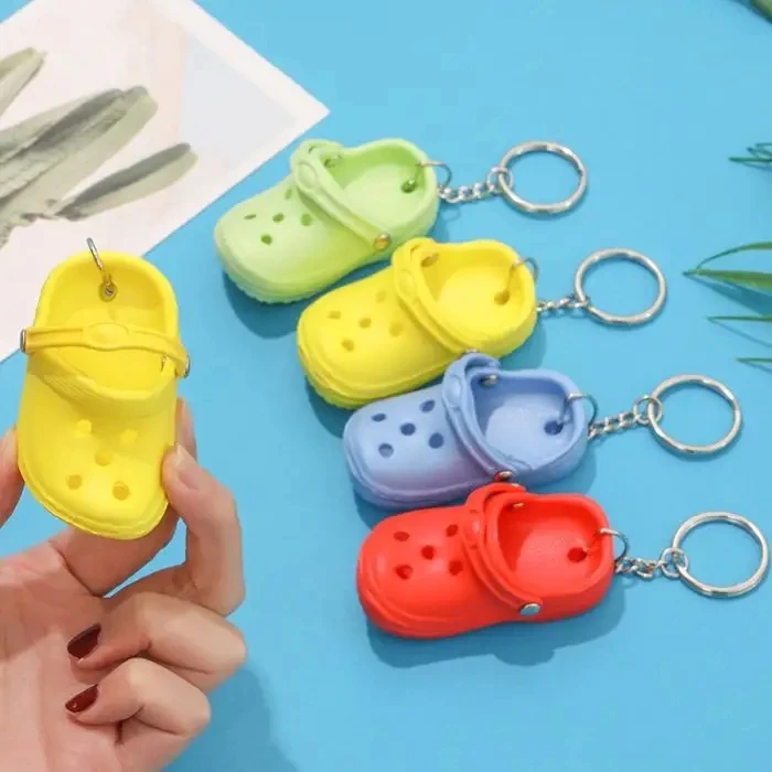 Cute 3D Mini EVA Plastic Foam Beach Hole Sandal Slipper Keychain Decoration Beach Croc Shoe keychain