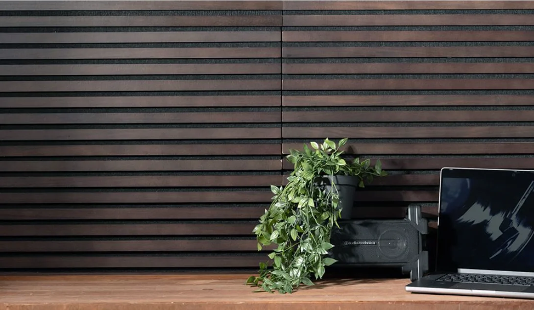 Ceiling Soundproof Polyester Wood Veneer Composition Slats Acoustic Wall Panels