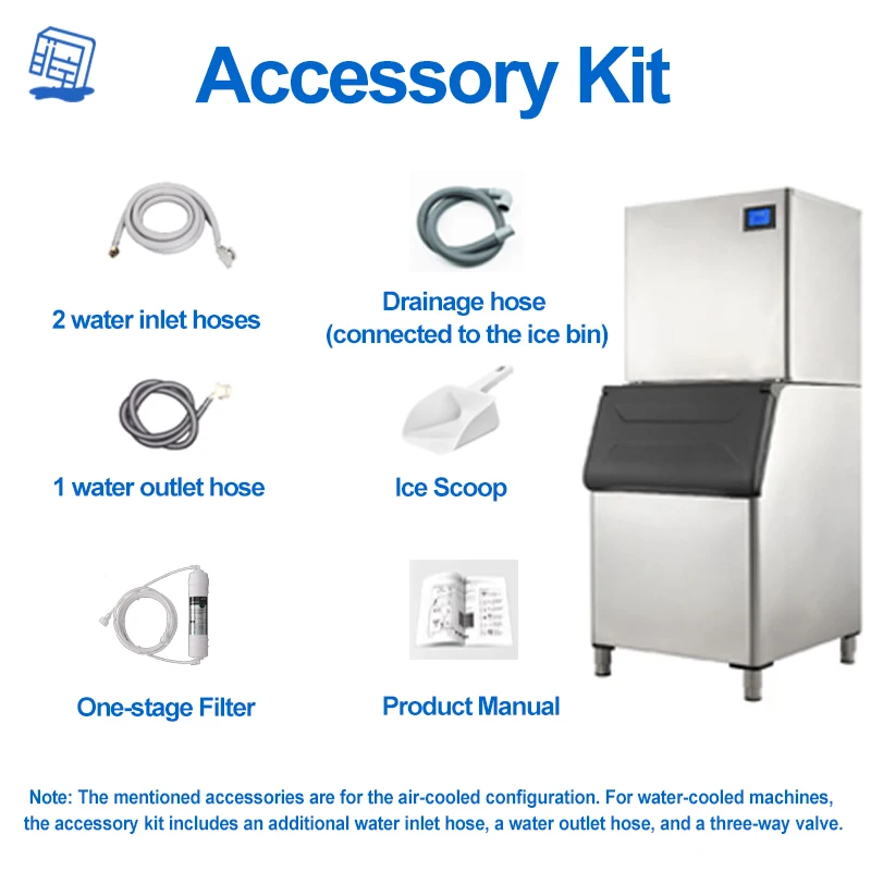 High Efficiency Durable Reliable  Capacities 140kg To 1000kg Air Cooled Commercial Ice Machine Hotel Ice Machines