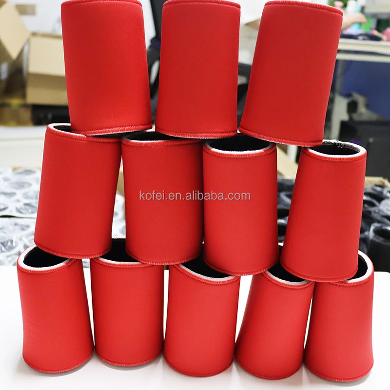 KOFEI Custom Festival Theme Insulated Neoprene Beer Can Cooler Sleeve Sublimation Blank Christmas Stubby Cooler Red Colour
