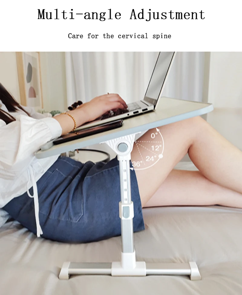 MDF Wooden Folding Laptop Table Laptop Table Adjustable Laptop Bed Desk Mini Office Desk