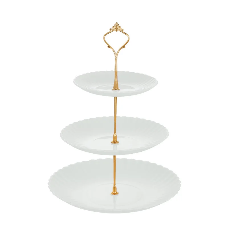 European three-layer fruit dish dessert table Multilayer cake shelf dried fruit dish candy Dim sum tray wedding dessert table