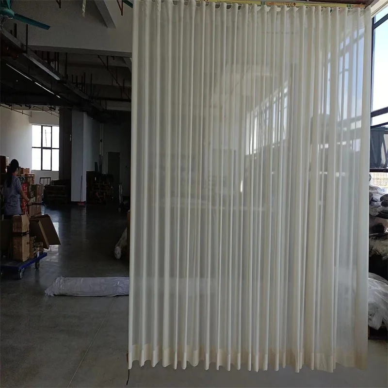 Remote Control Electric Ripple fold Sheer Drapery Motorized Window Curtain