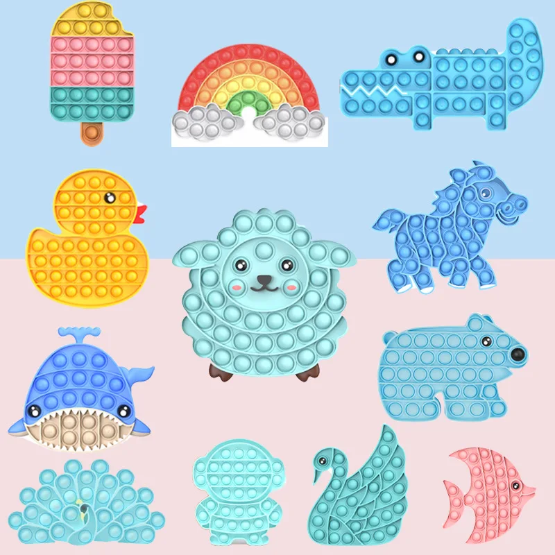 
2021 New Crocodile Graphic Silicone Bubble Toys Push Pop Bubble Fidget silicone squishy toy 