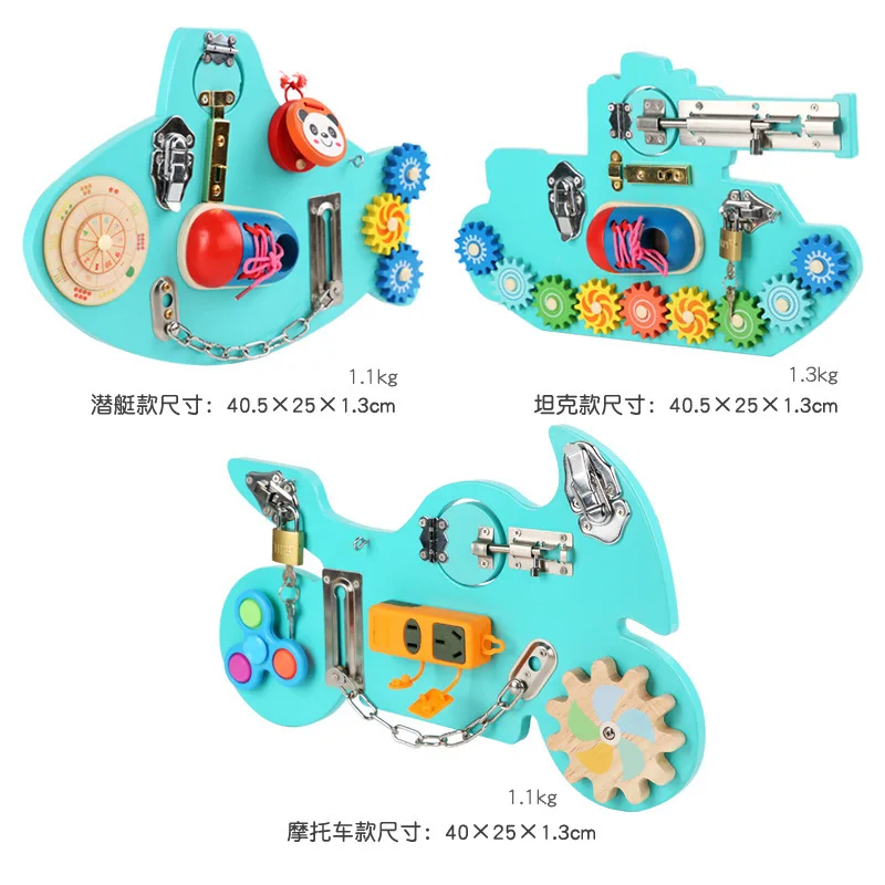 Kids Unlocking Cartoon Shape Toys Lock Busyboard kids play toys sensory wooden activity busy board
