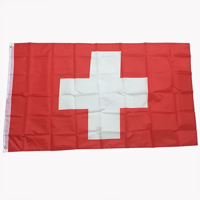 Wholesale 100% Polyester 3 X 5 Ft Switzerland swiss flags red flag with white cross Country Flags Banners