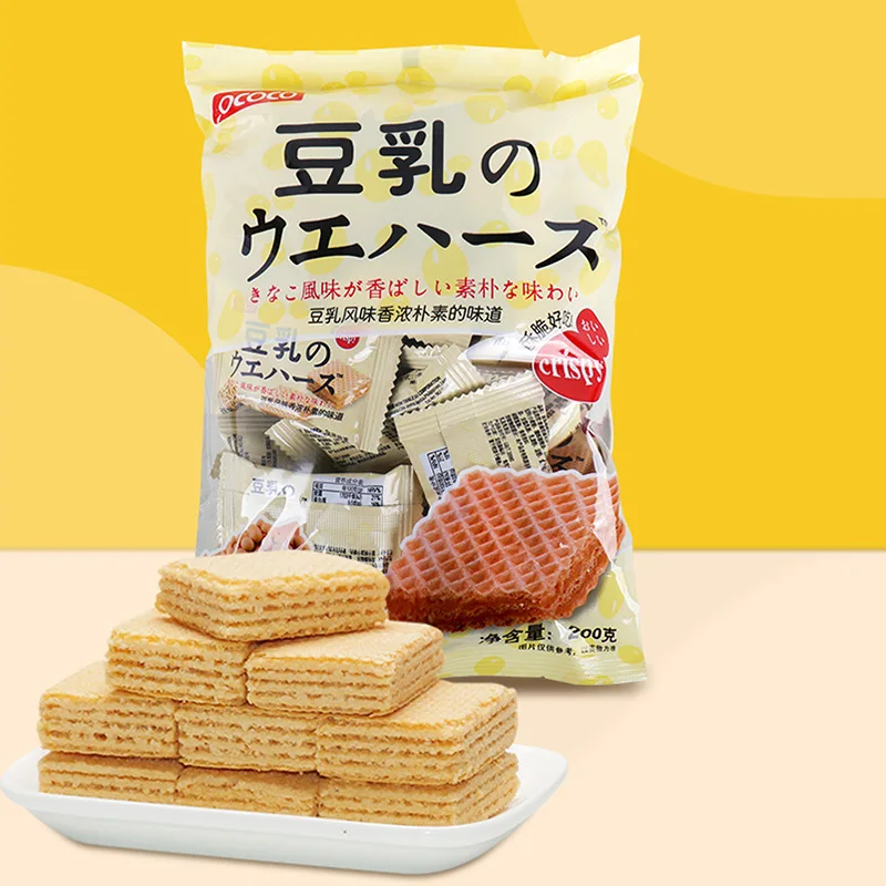 200g/bag Soy Milk Flavor Sandwich Wafer Biscuits