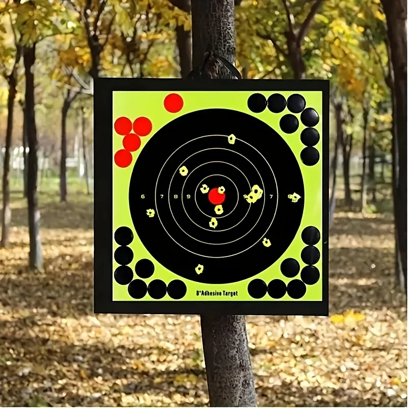 Shooting Targets 8 X 8 Inches Self Adhesive Bullseye Shooting Range Targets Fluorescent Stickers Splatter Paper