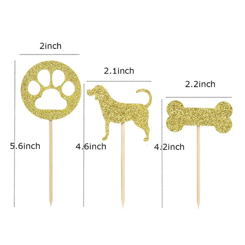 
Dog Cupcake Toppers Gold Puppy Cupcake Toppers Decoration Supplies for Pet Theme Birthday Party 