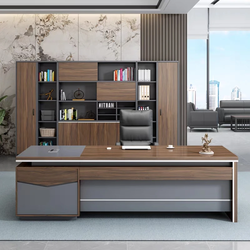 Modern Ergonomic Office Furniture Wooden Manager Director Table  L Shape Executive Office Desk