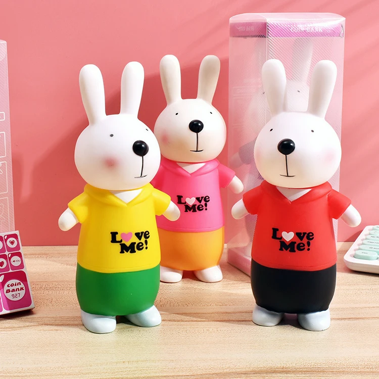 Bunny piggy bank Cartoon advertising student gifts Vinyl Toys Decoration Change Savings Piggy Bank L size