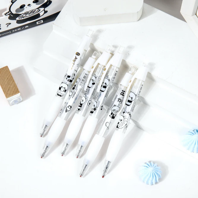 Joytop 3932-2 Wholesale Panda Promotional Student Cartoon 0.5Mm Retractable Plastic Clamp Neutral 36 Pens