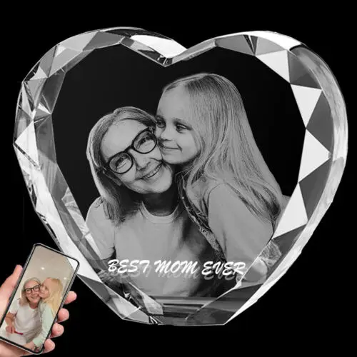 Honor of crystal Heart shaped photo frame carved crystal blank cube souvenirs k9 Crystal Cube With 3d Laser Engraved