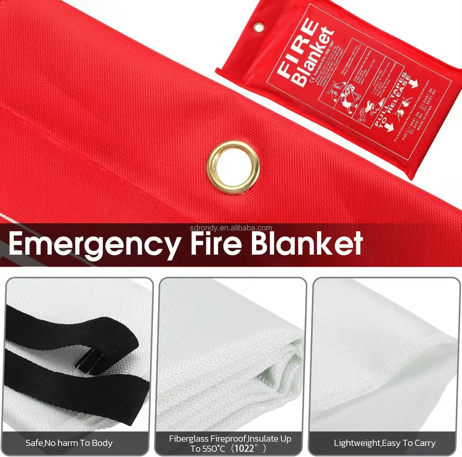 1m X 1m Flame Retardant Safety Fireproof Fiberglass Emergency Fire Extinguishers Blanket For Home Kitchen