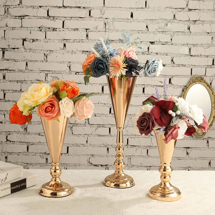 Gold/tall Candle Holders Display Metal Flower Arrangement Vase Stand For Wedding Table Centerpieces
