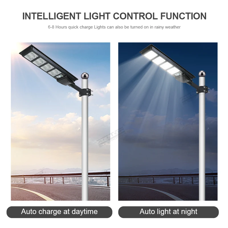 ALLTOP Plastic Outdoor Time Control 50 100 150 200 250 300 Watt All In One Led Solar Street Light