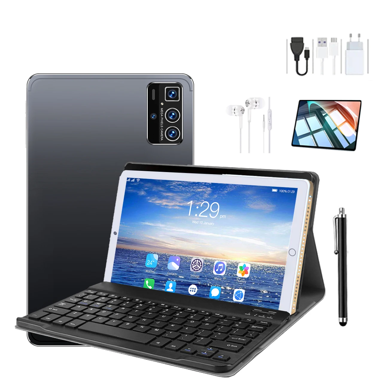 Customized 10 inch Business Bidding Tablet PC 2.0GHZ Octa Core MTK Android 13 Tablets with BT Keyboard Speaker Mouse Case