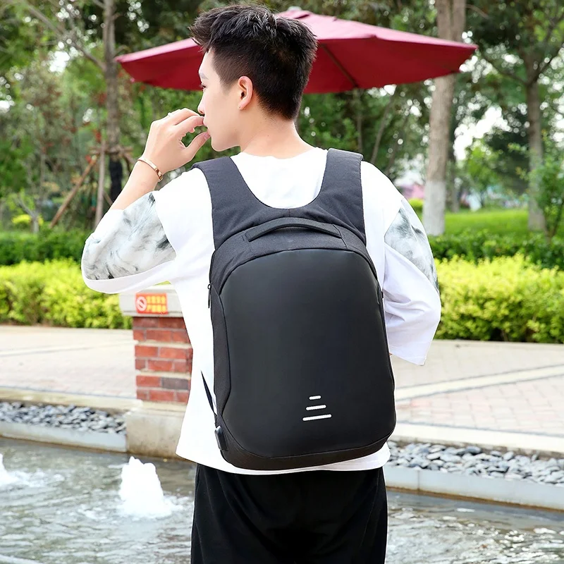
Custom print simple casual anti theft waterproof college backpack school bag for men 
