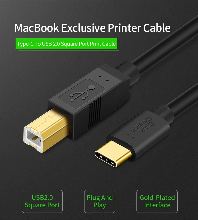 Оптовая продажа кабель для принтера типа C USB 2 0 Type к B сканера midi