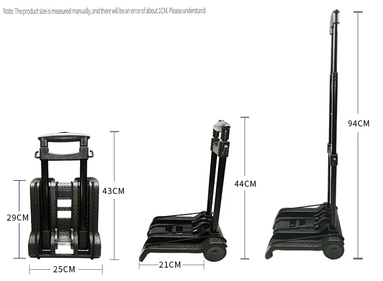 BAOYU Foldable Luggage Tool Cart Shopping Supermarket Trolley Bag Mini Hand Trolley Cart