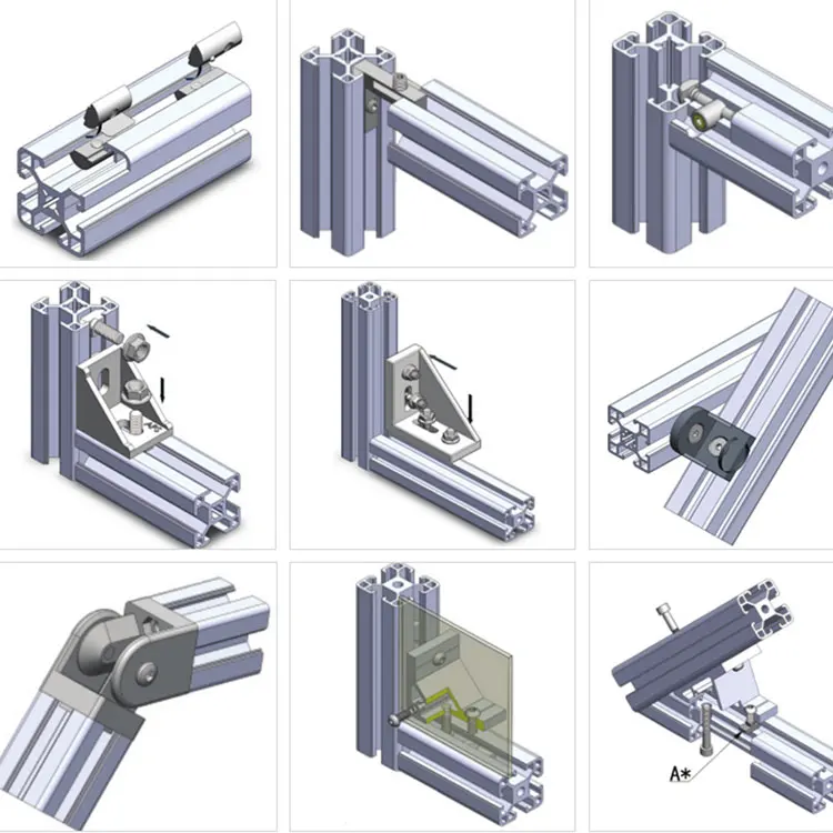 Крепежные используемые с Т-образным болтом и фланцевой гайкой прочные прямоугольные соединители принадлежат алюминиевым профилям аксессуарам
