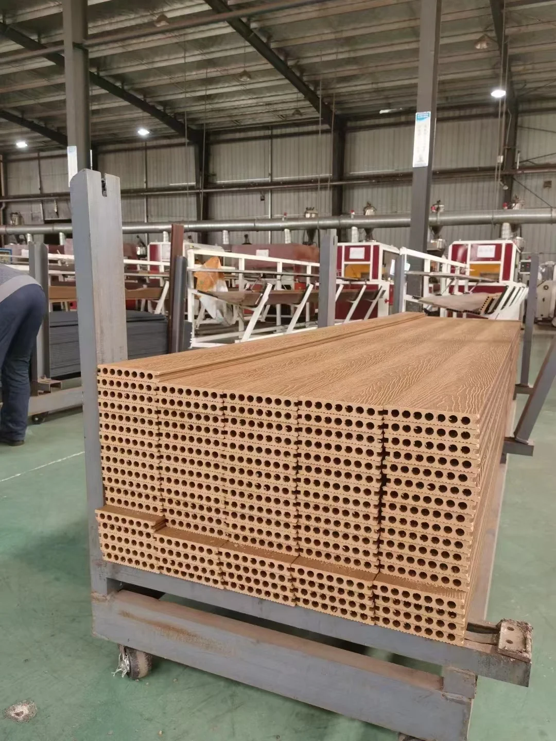 WPC composite 3D Deep embossing round Hollow teak Decking flooring Outdoor exterior composite floor