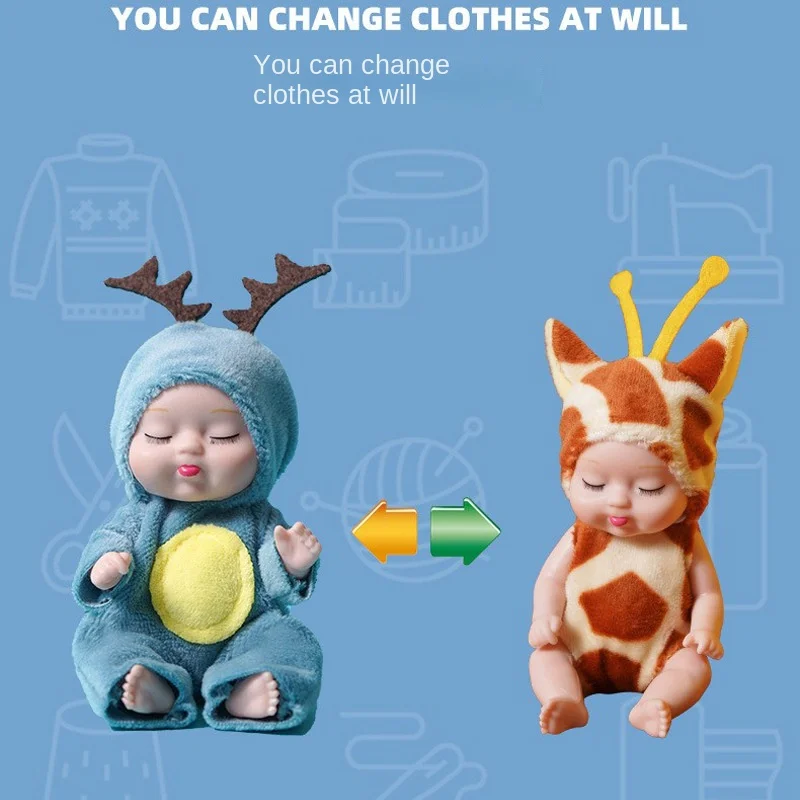 New Mini Reborn Baby Doll Lifelike Realistic Newborn Baby Doll Cute Animal Clothes Kids Girls Toys for Children Birthday Gift