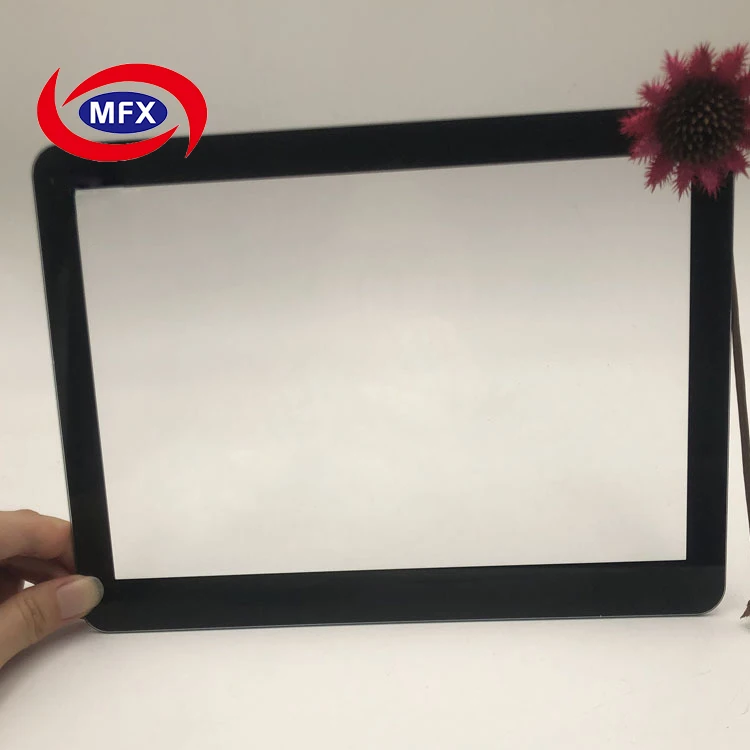 custom Silk screen processing black high-gloss LCD display window panel tempered opaque glass electric