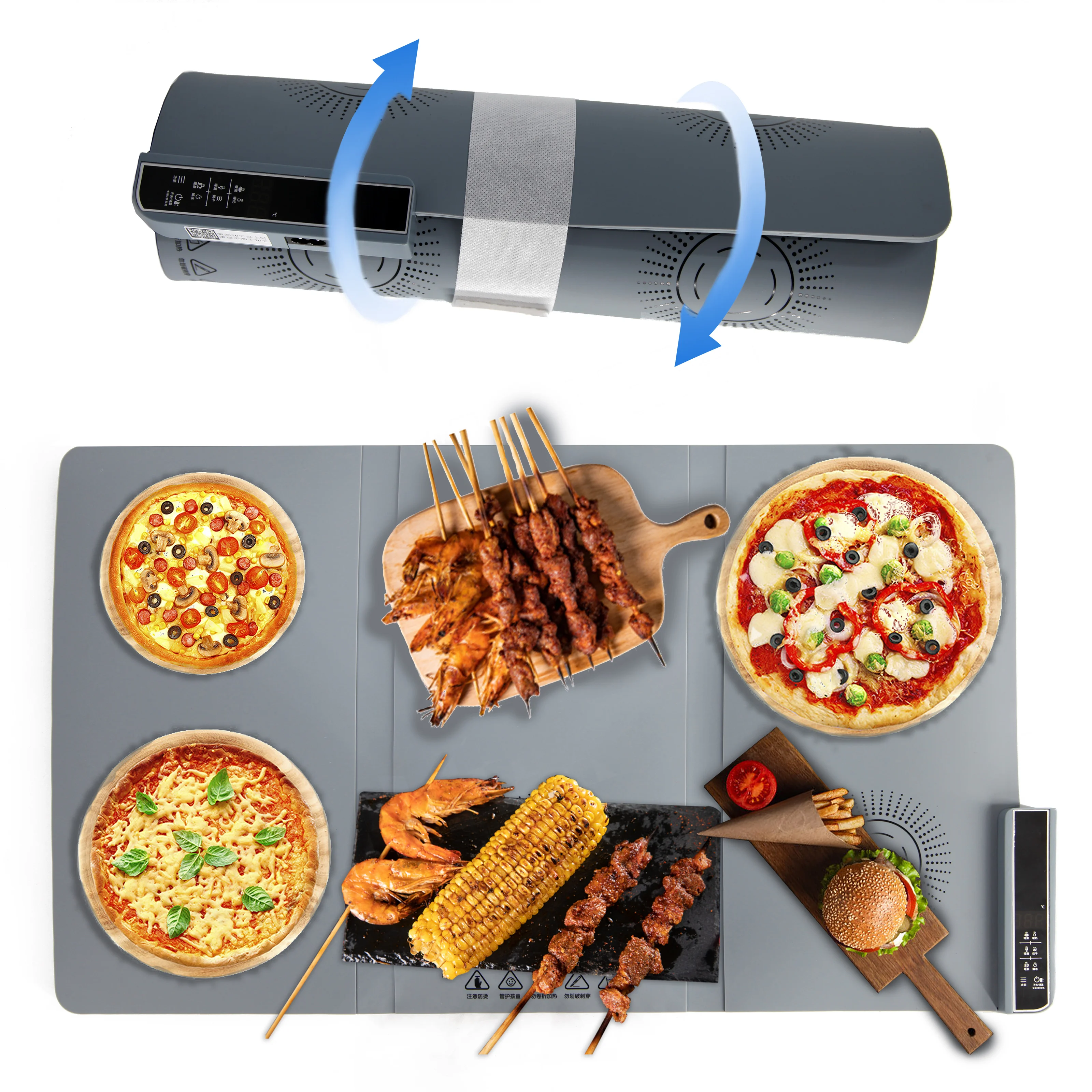 Складной Силиконовый поднос для подогрева еды большого размера, 110/220 В напряжение, умная домашняя регулируемая температура, согревающая тарелка