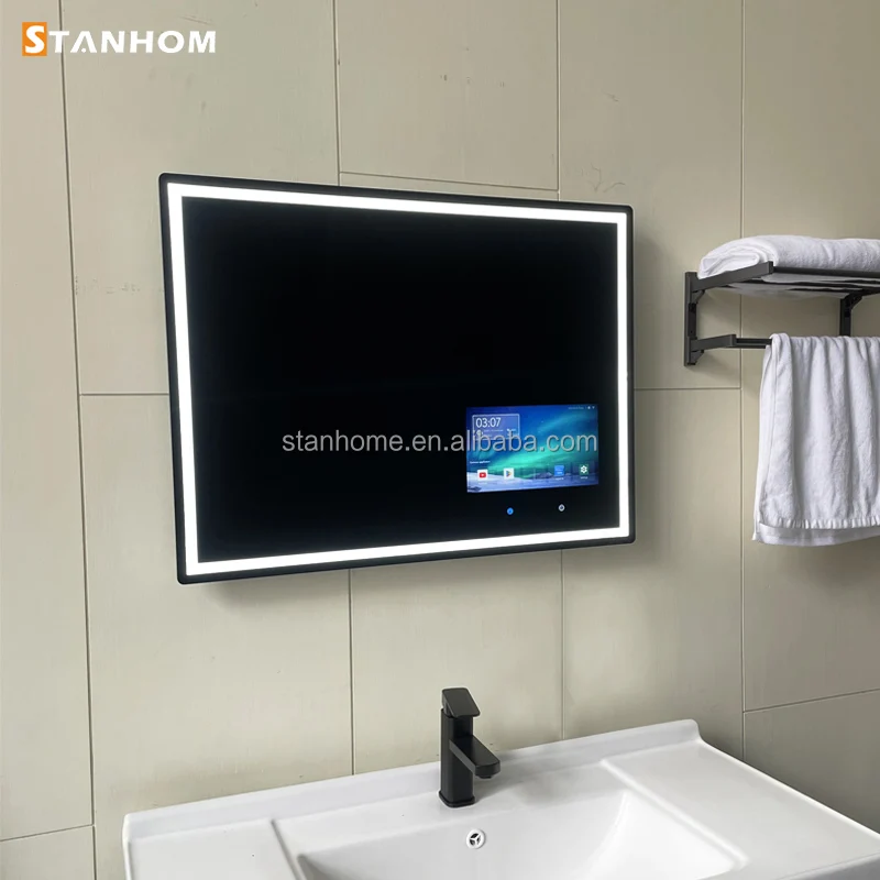 STANHOM отель Вилла ванная комната светодиодный Android сенсорный экран Смарт-зеркала с телевизором