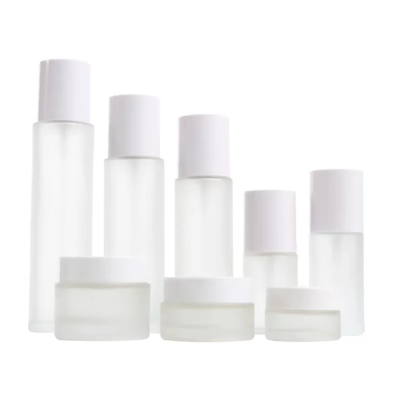 cosmetic frosted glass bottle set