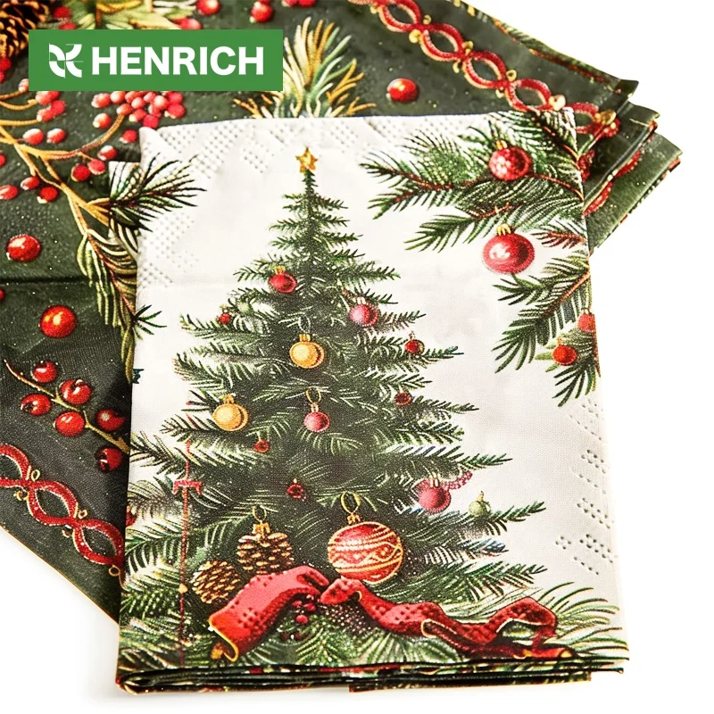 Many Years Factory Color Paper Napkins Roll Logo Christmas Personalised Tissue Napkin Paper
