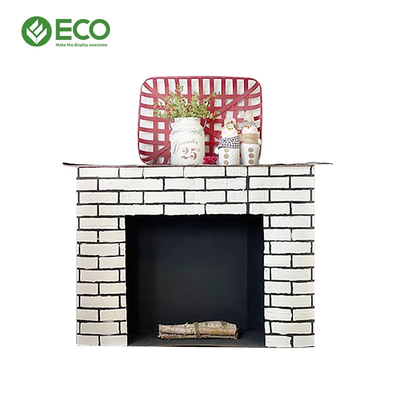 ECO Custom Christmas Display Rack Fireplace Cardboard Display Stand Fireplace From the Cardboard Box